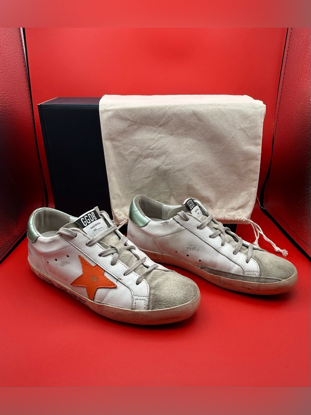 Golden Goose Super-Star Never Stop Dreaming White Orange Mint Green Sneakers 38